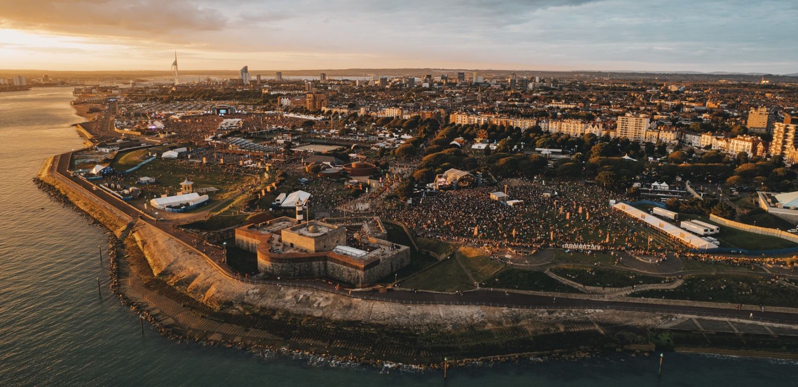 Evening at Victorious Festival - drone photograph